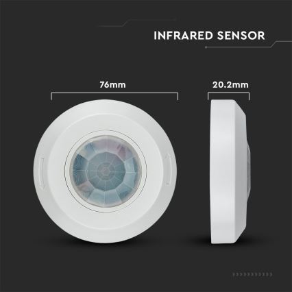 Senzor pohybu infračervený 360° 200W/230V biela