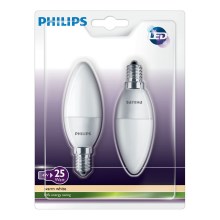 SET 2x LED sviečka Philips E14/4W/230V - CANDLE
