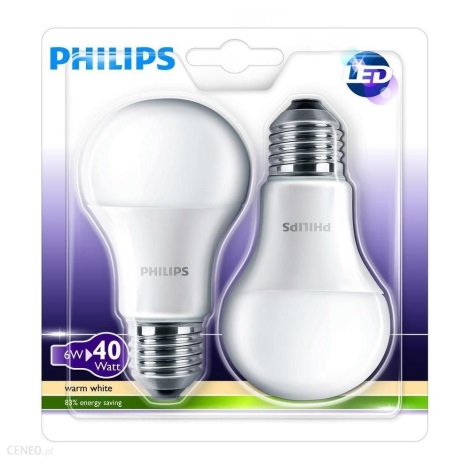 SET 2x LED Žiarovka Philips E27/6W/230V 2700K