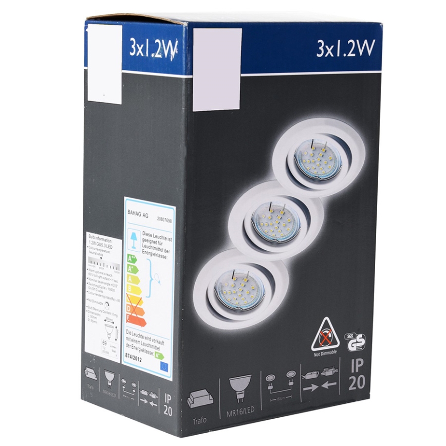 SET 3x LED Podhľadové svietidlo 3xGU5,3/1,2W/230/12V