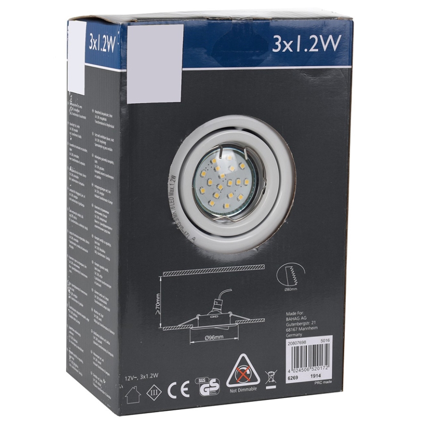 SET 3x LED Podhľadové svietidlo 3xGU5,3/1,2W/230/12V