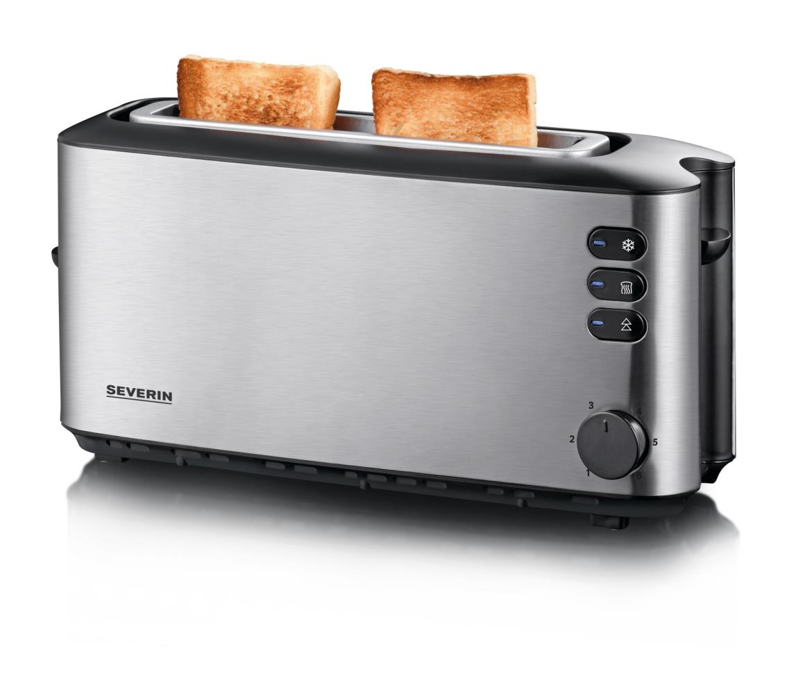 Severin AT 2515 - Hriankovač s dvoma drážkami 1000W/230V nerezová oceľ/čierna AT 2515