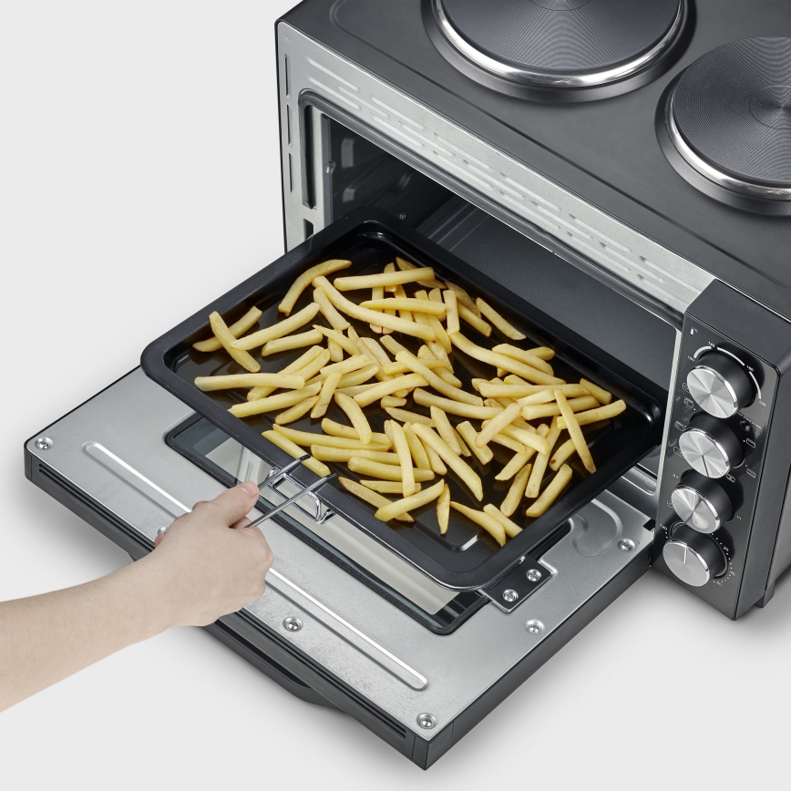 Severin TO 2074 - Teplovzdušná rúra s grilom a varnými platničkami 2500 W / 230 V, 30 l, čierna