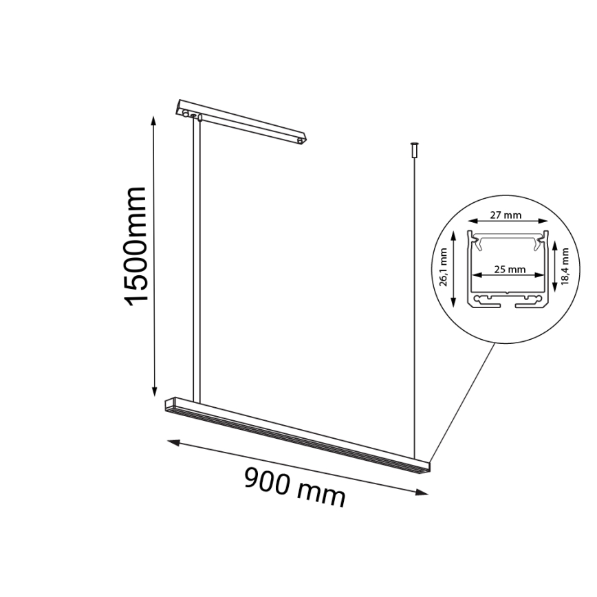 Shilo - LED Luster na lanku LED/32W/230V 3000K CRI 90 čierna
