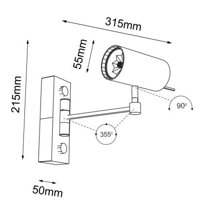 Shilo - Nástenná lampička 1xGU10/15W/230V čierna