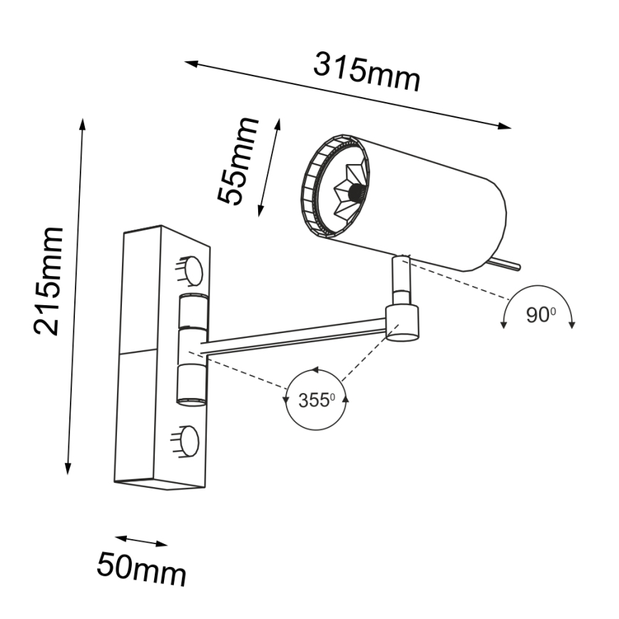 Shilo - Nástenná lampička 1xGU10/15W/230V čierna
