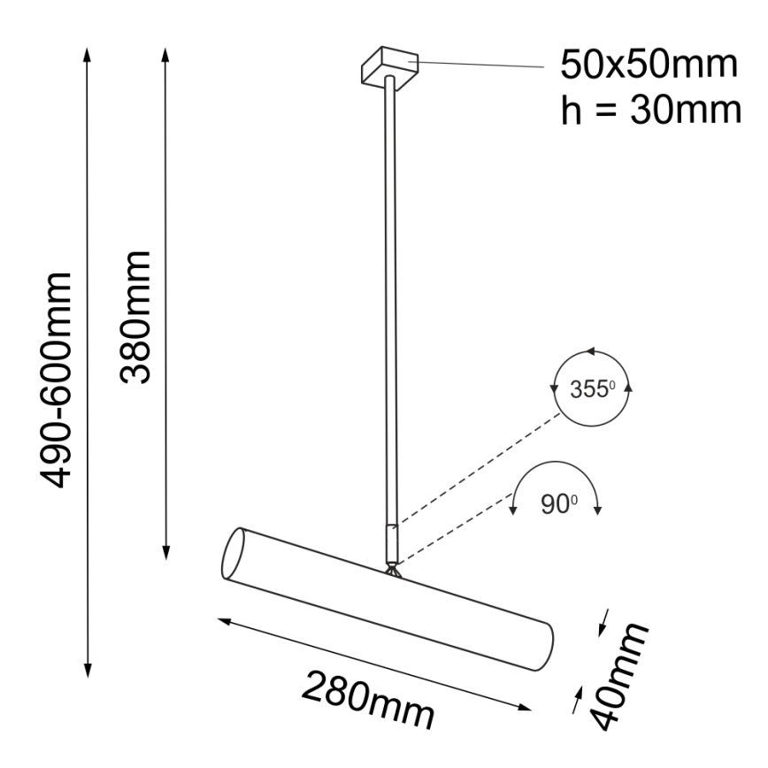 Shilo - Luster na tyči 1xGU10-MR11/15W/230V čierna