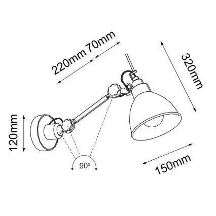 Shilo - Nástenná lampička 1xE27/15W/230V čierna