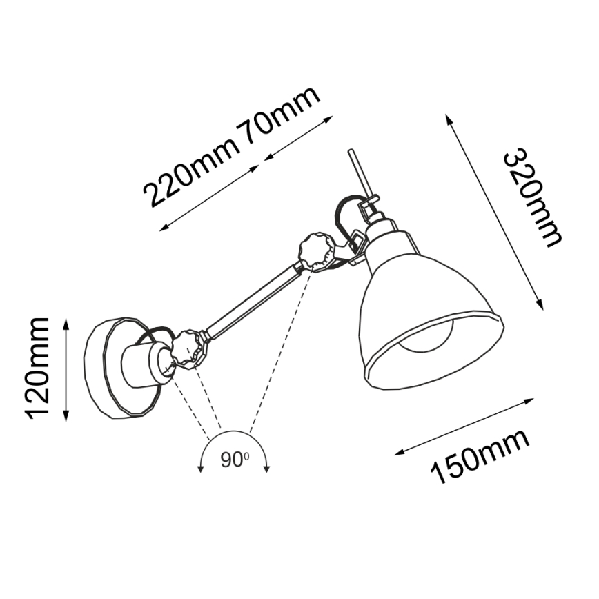 Shilo - Nástenná lampička 1xE27/15W/230V čierna