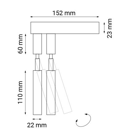 Shilo - Nástenné bodové svietidlo 2xG9/10W/230V čierna