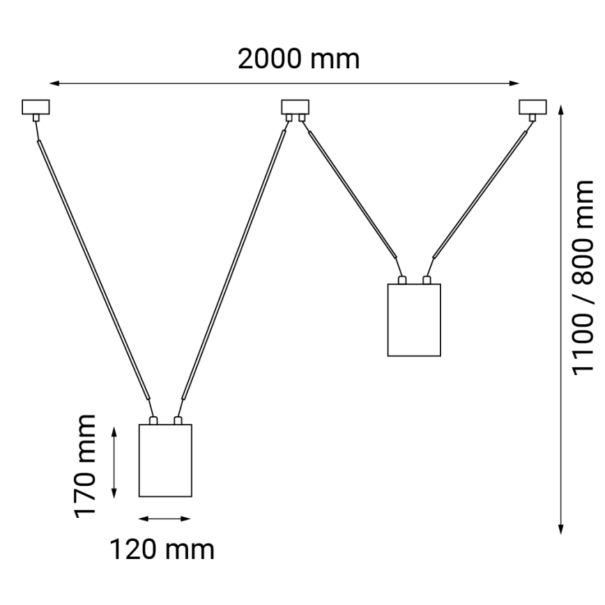 Shilo - Luster na lanku 2xGU10/15W/230V pavúk čierna