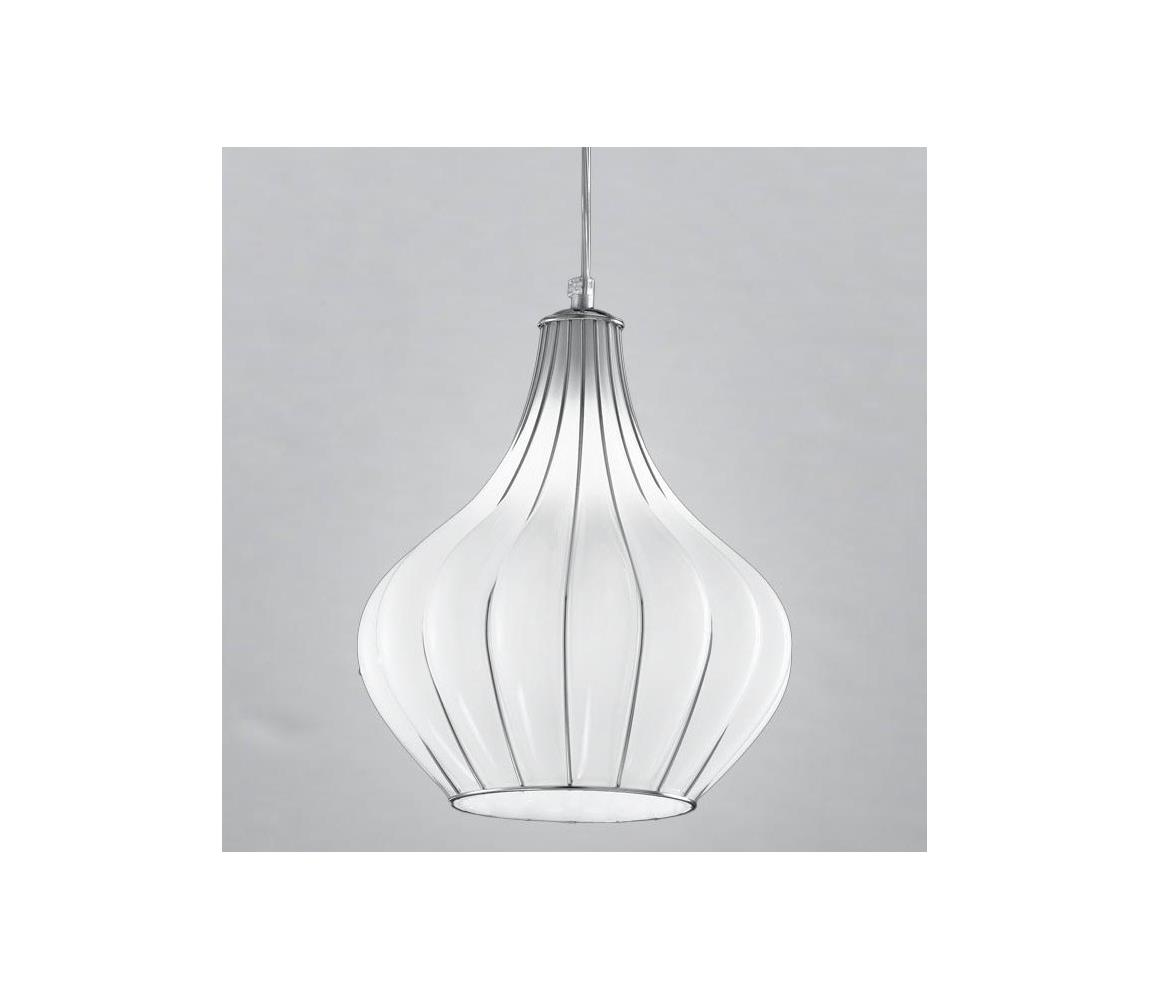 SIRU SIRU - Luster na lanku AURIGA 1xE14/40W/230V pr. 26 cm chróm/biela benátske sklo