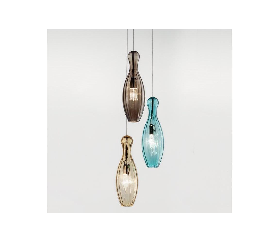 SIRU SIRU- Luster na lanku BIRILLO 3xE14/40W/230V hnedá/tyrkysová/béžová benátske sklo