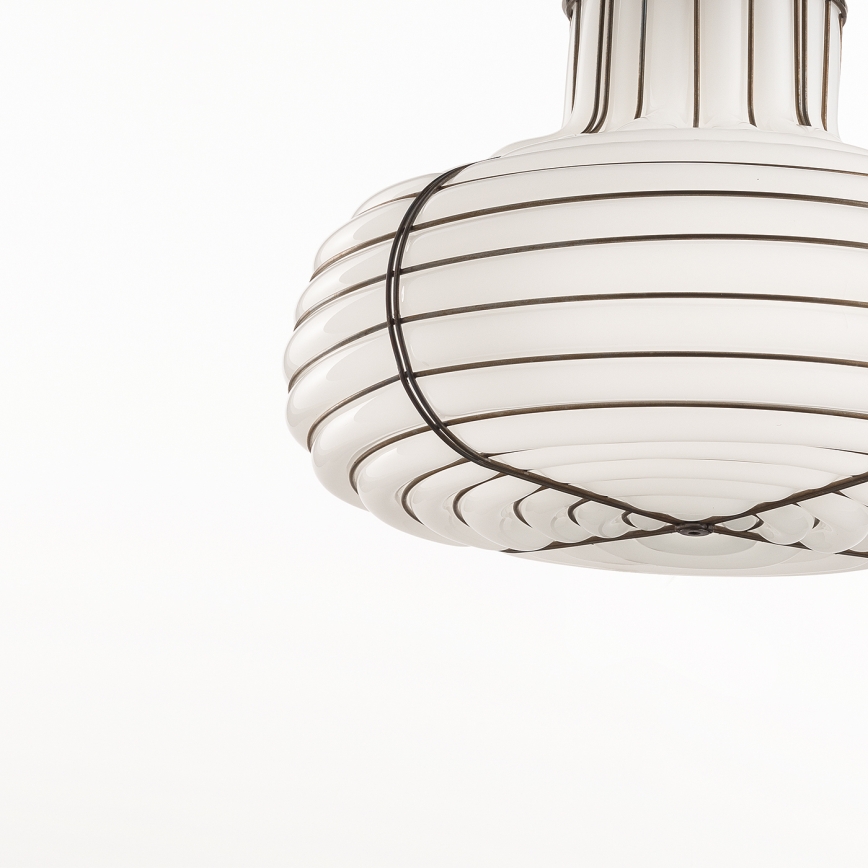 SIRU - Luster na lanku CHAPEAU 2xE14/40W/230V matný chróm/biela benátske sklo