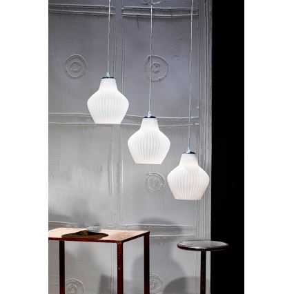 SIRU - Luster na lanku LONDON 1xE27/60W/230V biela/lesklý chróm benátske sklo