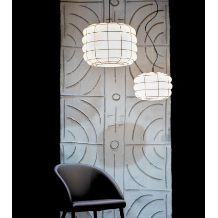 SIRU - Luster na lanku TERRA 1xE27/60W/230V čierna/biela benátske sklo