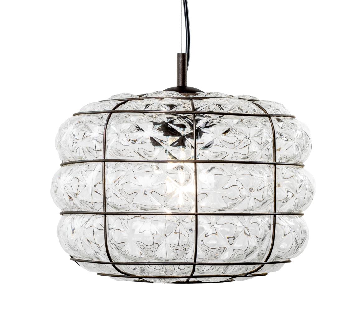 SIRU SIRU - Luster na lanku TERRA 1xE27/60W/230V čierna/číra benátske sklo