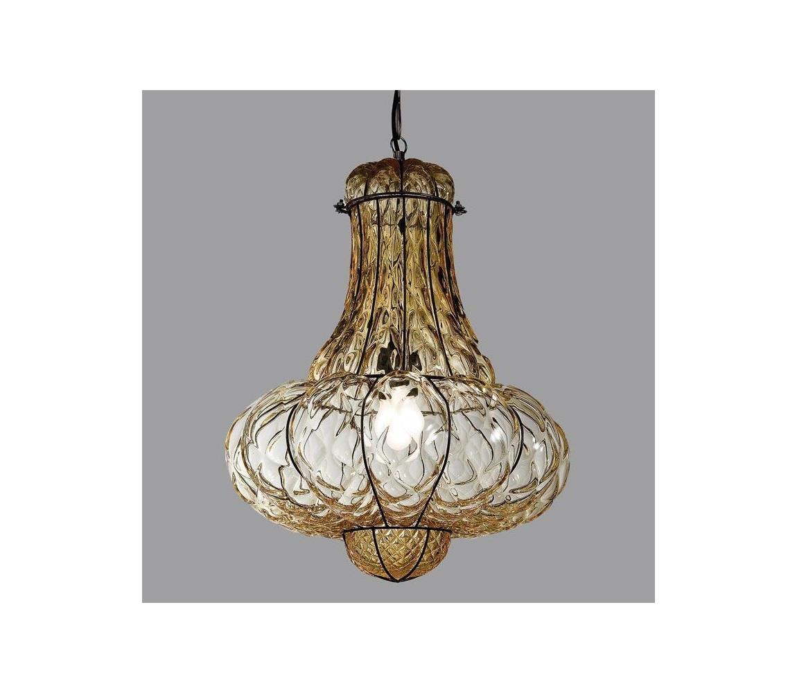 SIRU SIRU - Luster na reťazi DOGE 1xE27/60W/230V pr. 30 cm béžová/čierna benátske sklo