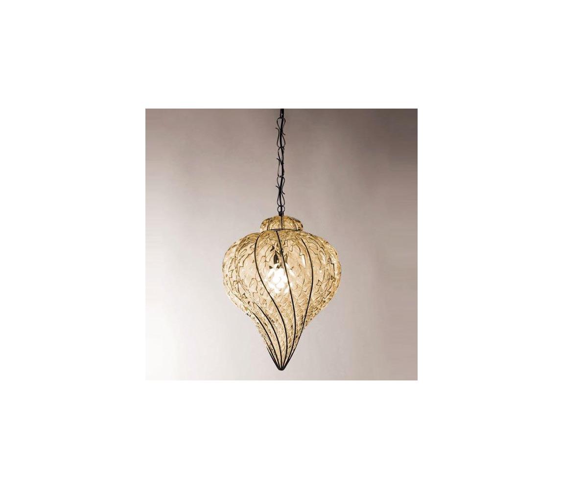 SIRU SIRU - Luster na reťazi GOCCIA 1xE27/60W/230V pr.25 cm béžová/hnedá benátske sklo