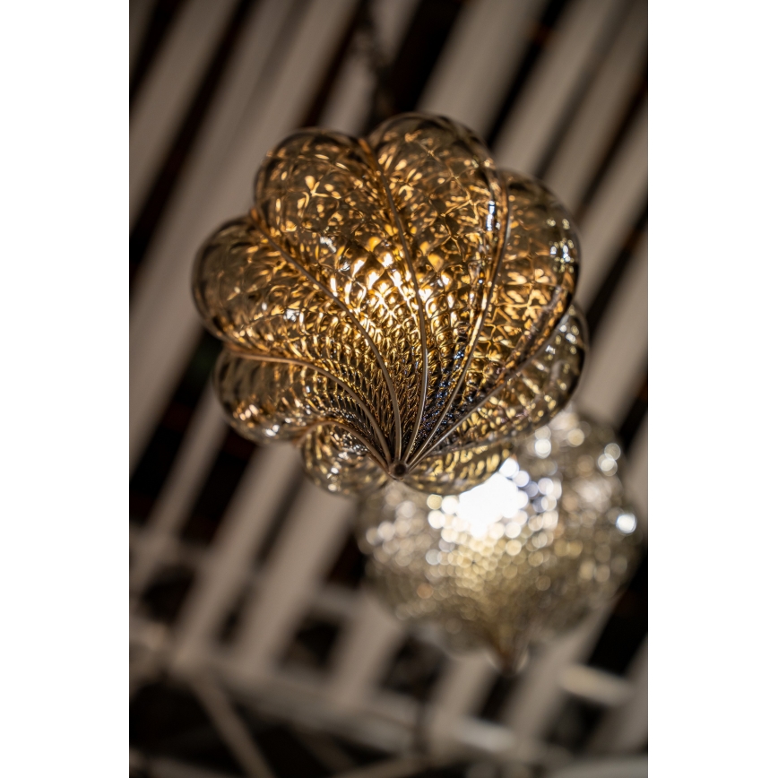 SIRU - Luster na reťazi GOCCIA 1xE27/60W/230V pr. 25 cm béžová/hnedá benátske sklo