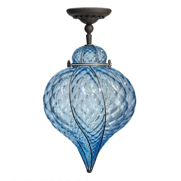 SIRU - Prisadený luster GOCCIA 1xE27/60W/230V pr. 25 cm modrá/hnedá benátske sklo
