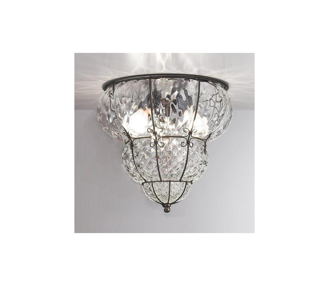 SIRU SIRU- Stropné svietidlo CLASSIC 3xE14/40W/230V pr. 25 cm číra/čierna benátske sklo