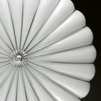 SIRU - Stropné svietidlo GIOVE 3xE27/60W/230V pr. 48 cm matný chróm/biela benátske sklo