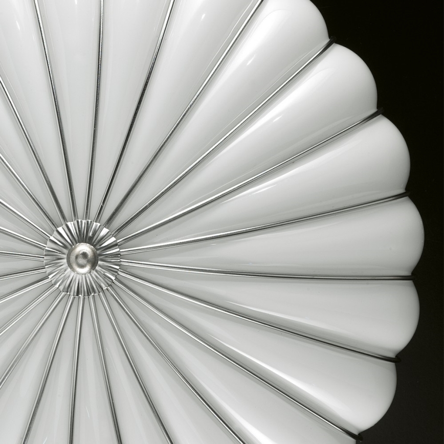 SIRU - Stropné svietidlo GIOVE 3xE27/60W/230V pr. 48 cm matný chróm/biela benátske sklo