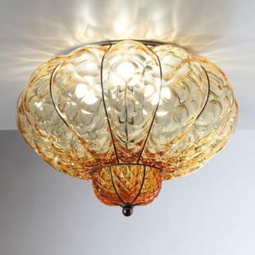 SIRU - Stropné svietidlo SULTANO 3xE14/40W/230V pr. 34 cm béžová/čierna benátske sklo