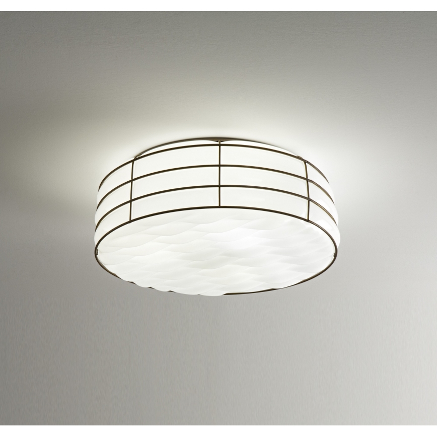 SIRU - Stropné svietidlo TAMIS 3xE14/40W/230V čierna/biela benátske sklo