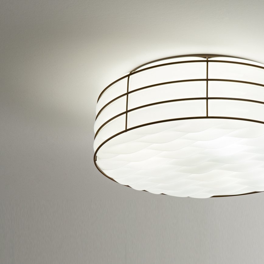 SIRU - Stropné svietidlo TAMIS 3xE14/40W/230V čierna/biela benátske sklo