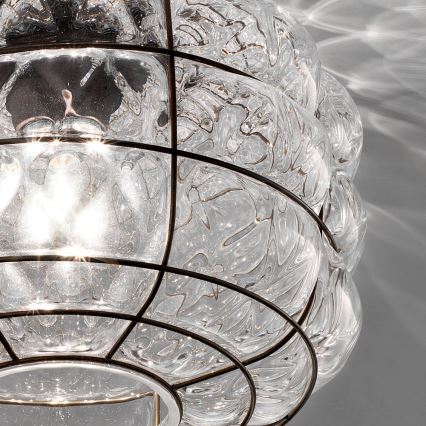 SIRU - Stropné svietidlo TERRA 1xE27/60W/230V čierna/číra benátske sklo