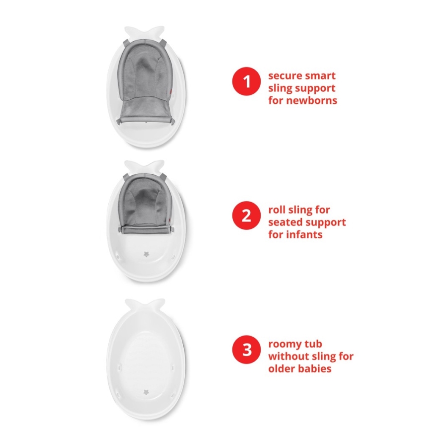 Skip Hop - Detská vanička s ergonomickou podložkou MOBY 3 biela