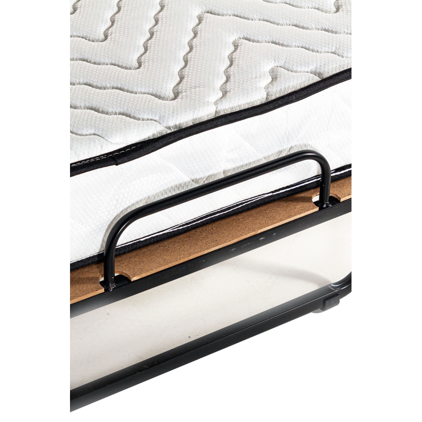 Skladacia kovová jednolôžková posteľ s matracom HERON 80x190 cm biela