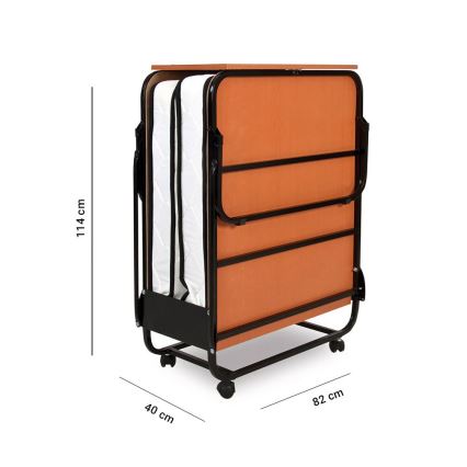 Skladacia kovová jednolôžková posteľ s matracom HERON 80x190 cm biela