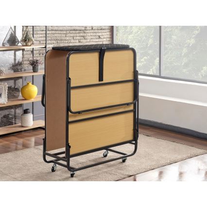 Skladacia kovová jednolôžková posteľ s matracom HERON 90x204 cm biela