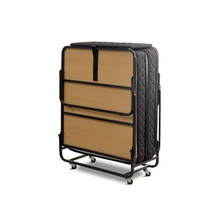 Skladacia kovová jednolôžková posteľ s matracom HERON 90x204 cm biela