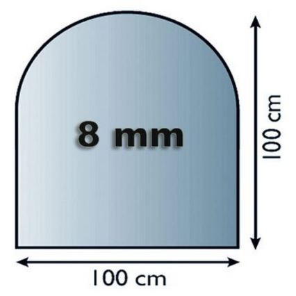 Sklo pod kachle 1000x1000x8 mm poloblúk