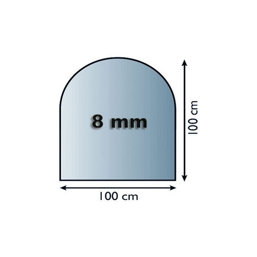 Sklo pod kachle 1000x1000x8 mm poloblúk