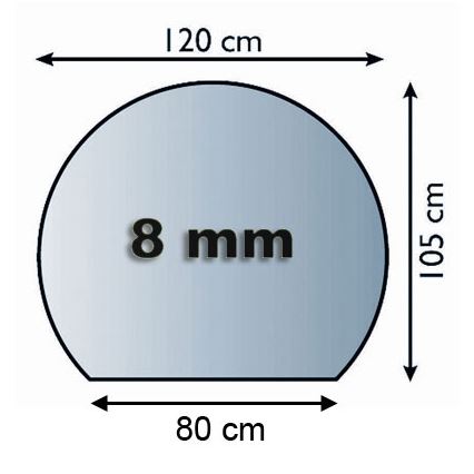Sklo pod kachle 1200x1050x8 mm polokrúhle