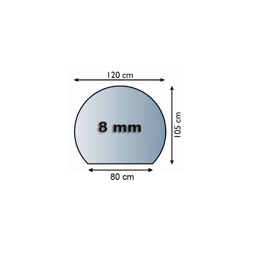 Sklo pod kachle 1200x1050x8 mm polokrúhle