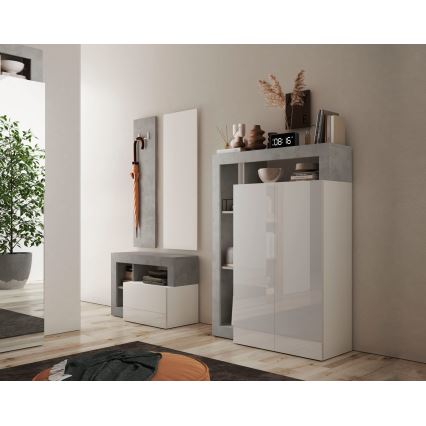 Skriňa LENOR biela/šedý betón