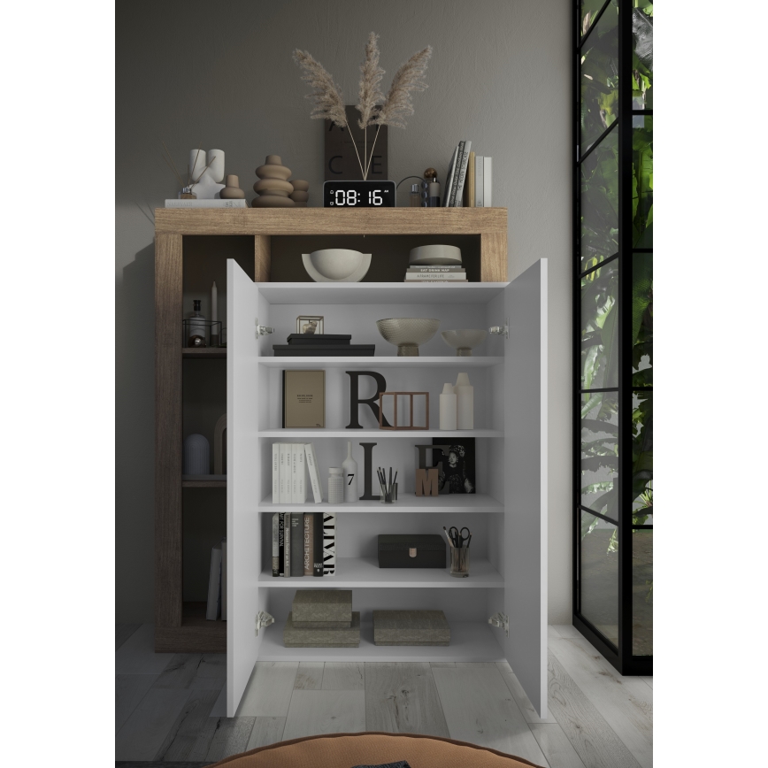 Skriňa LENOR biela/svetlý dub