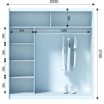 Skriňa na šaty s posuvnými dverami SAPHIRA 203x215 cm dub craft