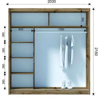 Skriňa na šaty SABRINA 203x215 cm dub woltan