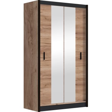 Skriňa na šaty so zrkadlom MIRO 120x215 cm dub craft/čierna