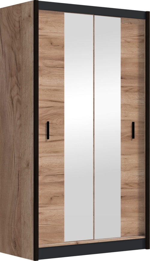 Skriňa na šaty so zrkadlom MIRO 120x215 cm dub craft/čierna