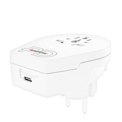 Cestovný adaptér Europe USB C20PD pre cudzincov v ČR, USB-C 20W typ E/F