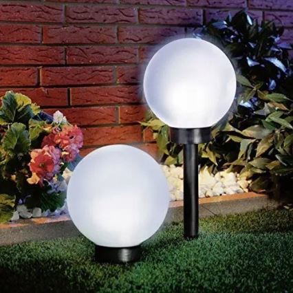 Solárna LED lampa, 1,2 V, 6500 K, 200 mAh, priemer 20 cm, IP44, biela/čierna