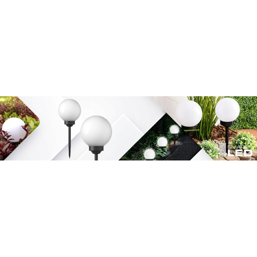 Solárna LED lampa, 1,2 V, 6500 K, 200 mAh, priemer 20 cm, IP44, biela/čierna